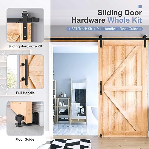 Easelife 0101_W2_244J_1 8 Ft Sliding Barn Door Track And Handle Hardware Kit,Heavy Duty,Basic J Pulley,Slide Smoothly Quietly,Easy Install thumb #1