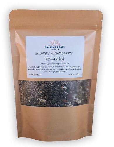 DIY Elderberry Syrup Kit with Organic Herbs – Makes 32oz – Includes Nettle, Elderflower, Mullein, and More – Natural, Kid-Friendly, Tea bag included, make at home -  Sunshine & Sass Creations
