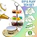 Princess Tea Party Set for Girls - Pretend Play with 39 Pcs Tin Tea Set, Teapot, Plastic Cakes & 3 Tier Cake Stand - Gift Toys for Age 3-4 Years