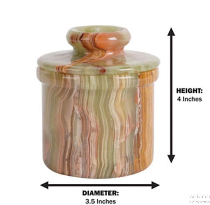 Zulin Round Butter Dish| Marble Butter Keeper| Perfect Breakfast Companion with Classical Look | French Butter Storage Container for Kitchen (Onyx Green), Regular