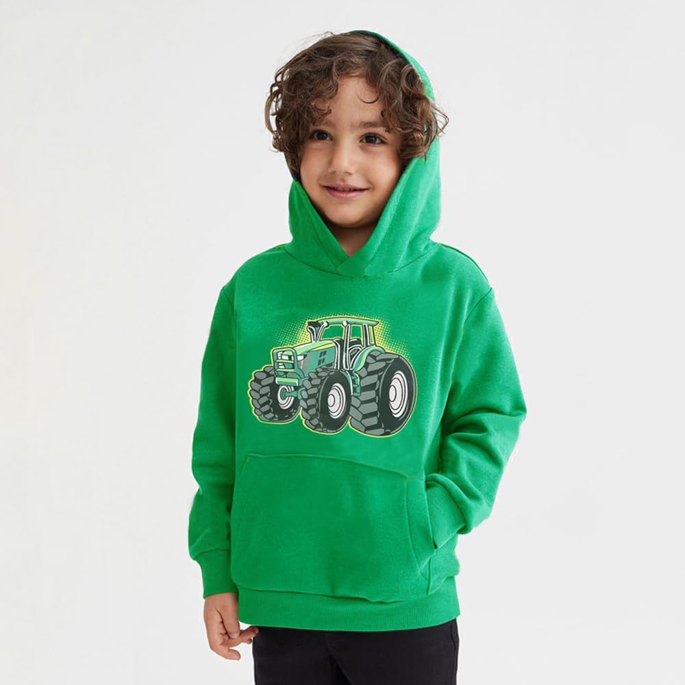 Little Hand Kids Dinosaur Hoodies for Boys Monster Truck Pullover Toddler Tractor Hooded Sweatshirt Active Shirts 2-7 Year - Image 3