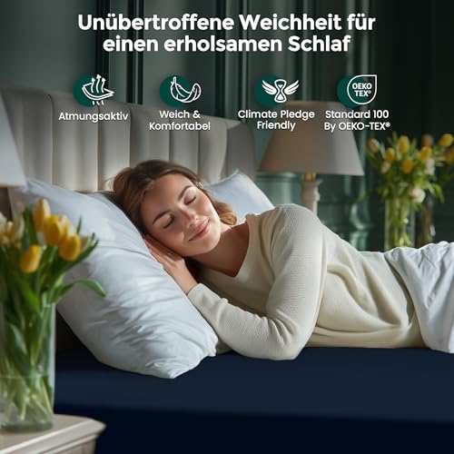 Utopia Bedding - Spannbettlaken 140x200cm Bis 30 cm - Marineblau - Oeko-Tex Zertifiziertes - Gebürstete Mikrofaser Spannbetttuch 3