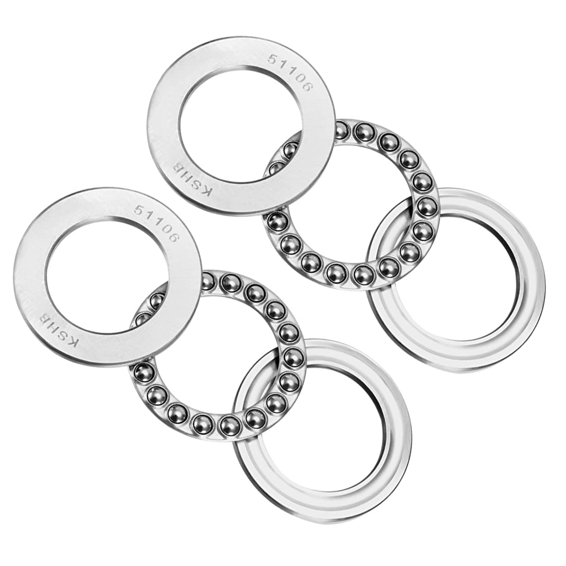 Cuscinetti A Sfera Reggispinta 51106 - 2 Pezzi ABEC3, Acciaio Cromo, 30x47x11mm - Foto 9