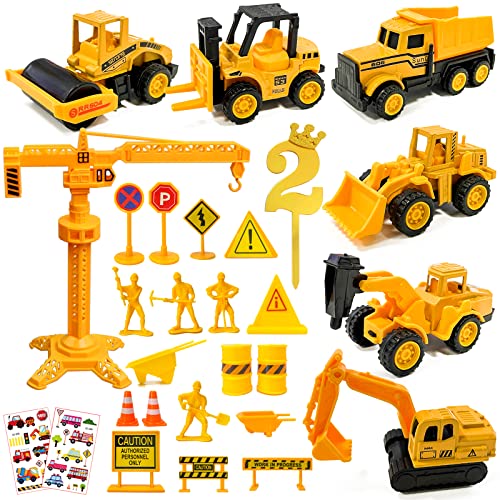EOGRFW 4-tlg. Bagger Spielzeug Set - Zerlegbare Baustellenfahrzeuge Mit Schraubendreher Für Kinder Ab 3 Jahren