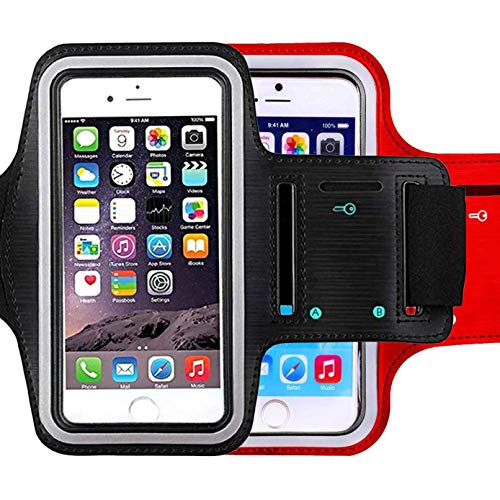 iBarbe [2pack] Running Armband, for iPhone X/8 Plus/8/7 Plus/7/6S Plus/6S/6/5S/SE,Sports Workout Cell Phone Holder for Samsung Galaxy S8/S7 Edge/S6, Google Pixel/Nexus 6P, LG and More (Black+red)