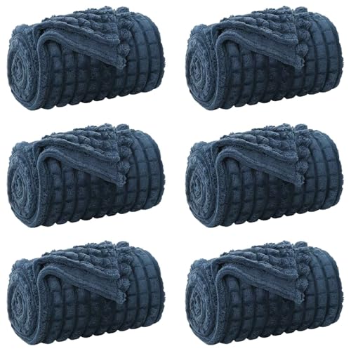 vidaXL Mantitas de Sofá 6 pcs Azul Marino 270 x 240 cm Lana, Manta de Forro Polar, Ligera y portátil, Suave, Accesorio cómodo para tu hogar, Ideal para Decorar
