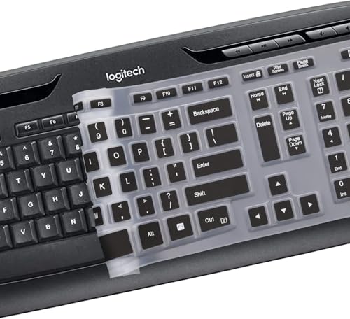 Image of OJOS Keyboard Cover for Logitech MK320 K330 MK335 YR002 /Y-R0009 Wireless Keyboard, Ultra Thin Silicone Keyboard Protector Skin Logitech MK320 K330 MK335 Accessories-Black