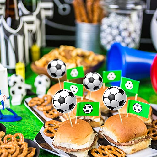 48 Pcs Soccer Ball Cupcake Toppers Sports Theme Football Cupcake Food Picks Sport Balls Baby Shower Wedding Birthday Party Cake Decorations Supplies (Soccer) #TOP4