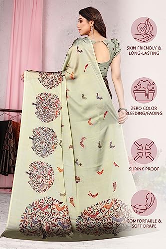 Image of MIRCHI FASHION Women Saree Chiffon Flower Print | Breathable Lightweight Sari for Office and Daily Use with Unstitched Blouse Piece (Available in 30 Styles)