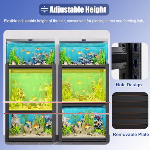 Soporte de exhibición ajustable de tortuga para múltiples peceras, estantes de terrarios con marco de acero para granja y soporte decorativo para plantas acuáticas