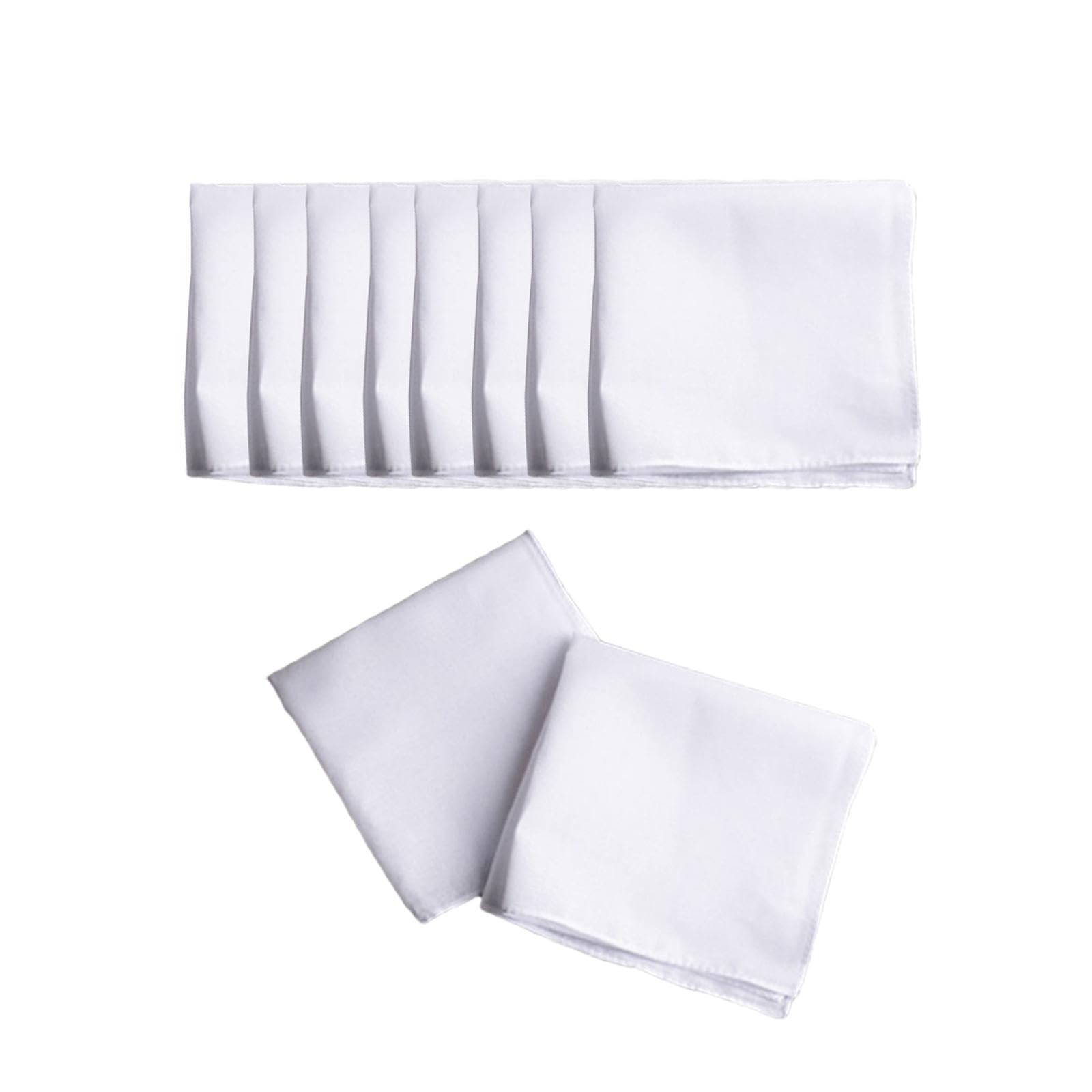 10 Pieces Cotton Hanky for Men Suit Solid White Handkerchiefs for DIY Crafts 20cmx20cm-image-39