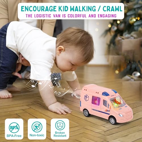 Image of Zest 4 Toyz Car Toy for Kids Bump and Go Toys for Kids Van Toy with Flashing Lights and Realistic Sounds Sirens & Universal Wheel Birthday Gift for Boys & Girls (Random Color) - Pack of 1