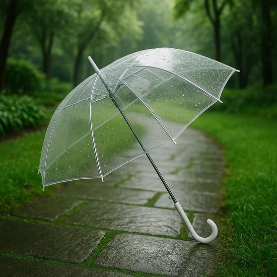 Image of Transparent Bubble Umbrella Windproof Waterproof Clear Dome Rain Umbrella with Automatic Open and Curved Handle for Men, Women, Kids, Travel and Outdoor Use