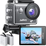 Jadfezy WiFi Action Cam 1080P, Macchina Fotografica Subacquea da 12 MP e Grandangolare, Fotocamera Subacquea da 30M Dotato di 2×1050mAh Batteries e Accessori di Montaggio per Casco e Bicicletta, ecc