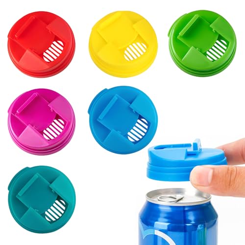 6 Stück Dosenverschluss Getränkedosen, Wiederverwendbare Kunststoffabdeckungen, Kunststoff Getränkedosen Deckel für Cola Bier Soda, Camping Picknicks und den täglichen Gebrauch