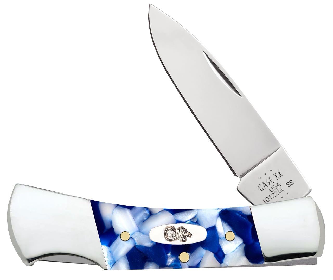 Case XX Knives Lockback 50721 Blue Crackle Kirinite Stainless Steel Pocket Knife