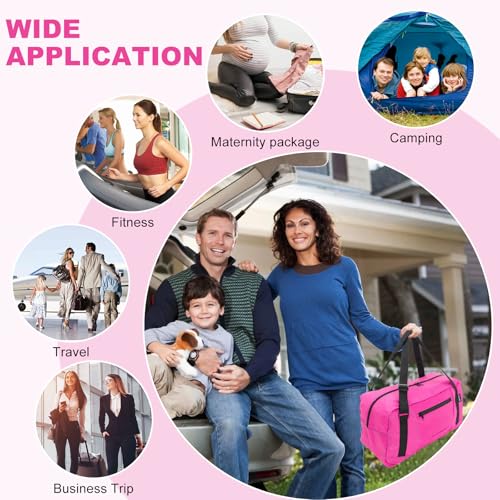 Image of HOLYLUCK Foldable Travel Duffel Bag For Women & Men Luggage Great for Gym - Fuchsia