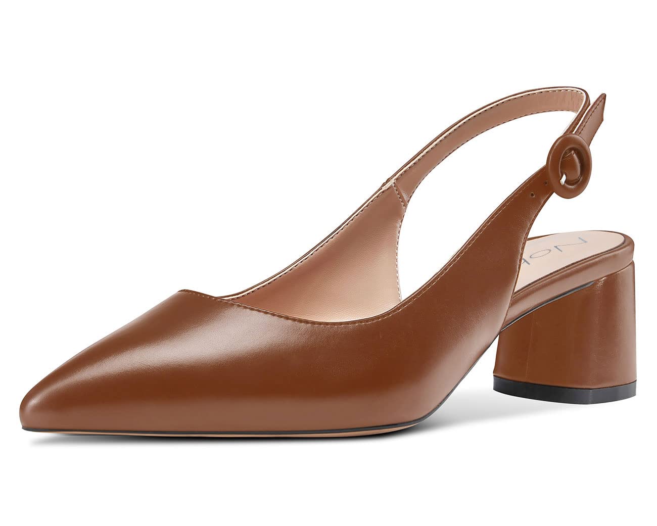 NobleOnly Scarpe con Tacco Donna Medio Blocco con Cinturino Regolabile Slip-on Punta Appuntito Sandali Pumps