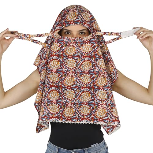 Image of Women and Girls Printed Scarf Cum Face Cover Mask Head Neck Face Safety Sun Protection Scarf Mask Head Bandana Wrap Pure Cotton Printed Stole