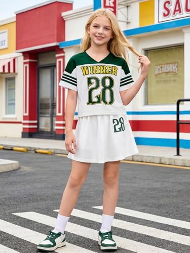 Image of PureChapter Tween Girls 2 Piece Outfits Short Sleeve Tops and Pleated Skirt Set, Cute Pleated Skirt for Girls Size 7-14