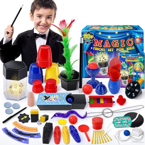 Heyzeibo Giochi di Magia - Oltre 60 Trucchi Magici per Bambini, Kit Magico con Bacchetta Magica e Istruzioni, Ragazzi, Ragazze, Bambini Piccoli, Principiant