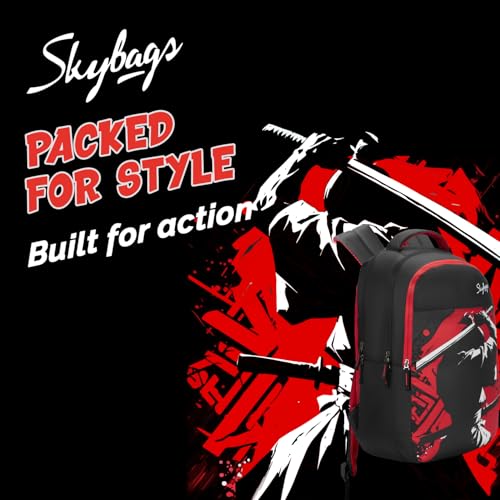 Image of Skybags Kyro 01 Samurai 28 Liters Premium Polyester Fabric School Backpack for Kids with Multiple Compartments and Adjustable Strap - Boys & Girls