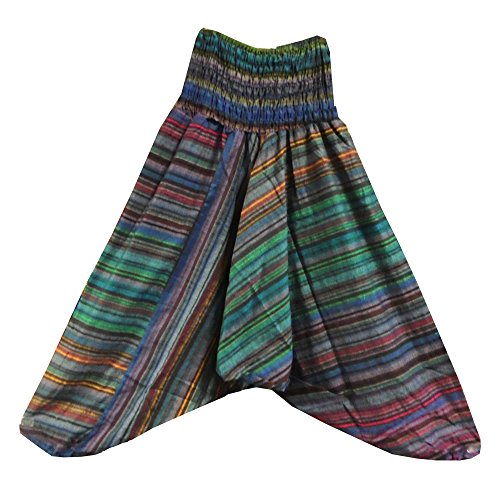 indischerbasar.de Pantalones Bombachos Multicolores Rayas algodón Estilo Aladín Falda-pantalón India