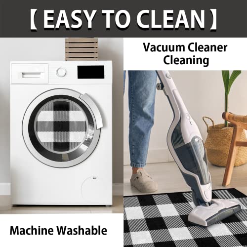 Osam Space Buffalo Plaid Black Grey Half Round Door Mat Indoor Entrance Mat 24 X 36, Absorbent Doormats Area Rugs Non-Slip Semi Circle Floor Mats For Home Kitchen Outdoor #TOP3