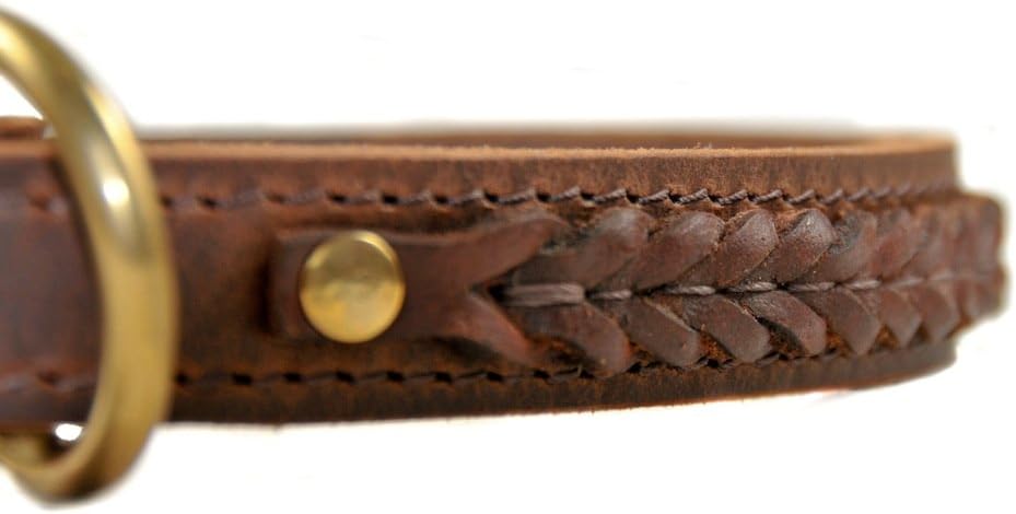 Dean and Tyler Classy KEIR Dog Collar - Solid Brass Hardware - Brown - Size 38" x 1" Width. Fits Neck Size 36 Inches to 38 Inches.