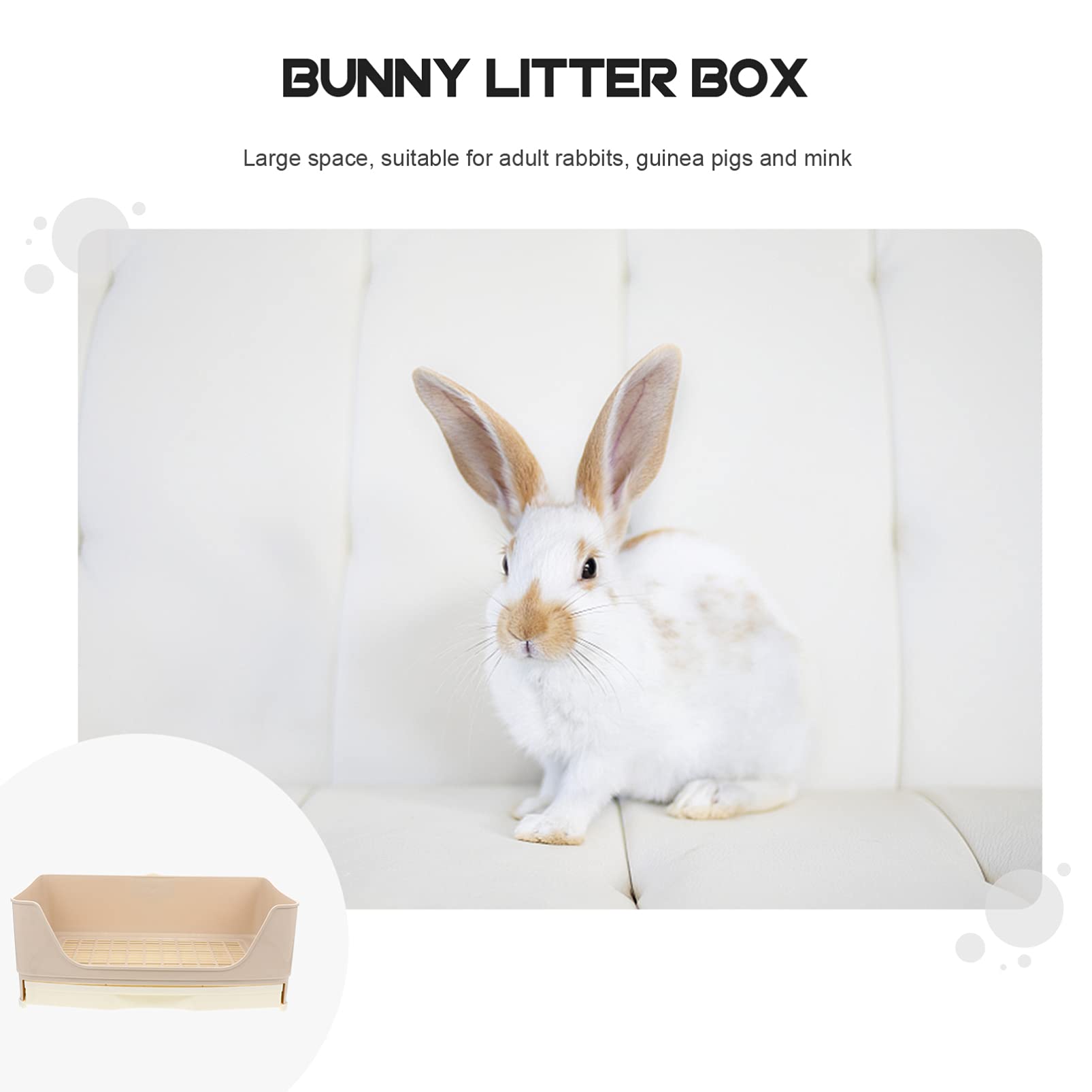 BESPORTBLE Große Kaninchentoilette aus Kunststoff mit Viel Platz und Spritzschutz für Erwachsene Kaninchen und Meerschweinchen Beige Toilettentablettbox für Kleintier Ecke