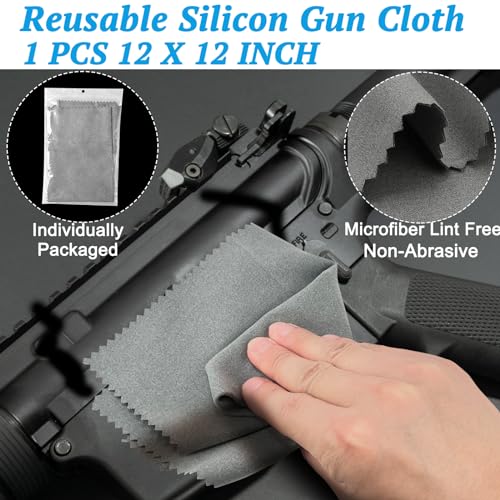 Universal Gun Cleaning Kit - 2 X 2 Inches Patches - 200 PCS 6 Inches Point Swabs - 3 Pcs Gun Cleaning Brush, and A Silicon Gun Cloth Suitable for Most Gun Firearm - Thumbnail 3