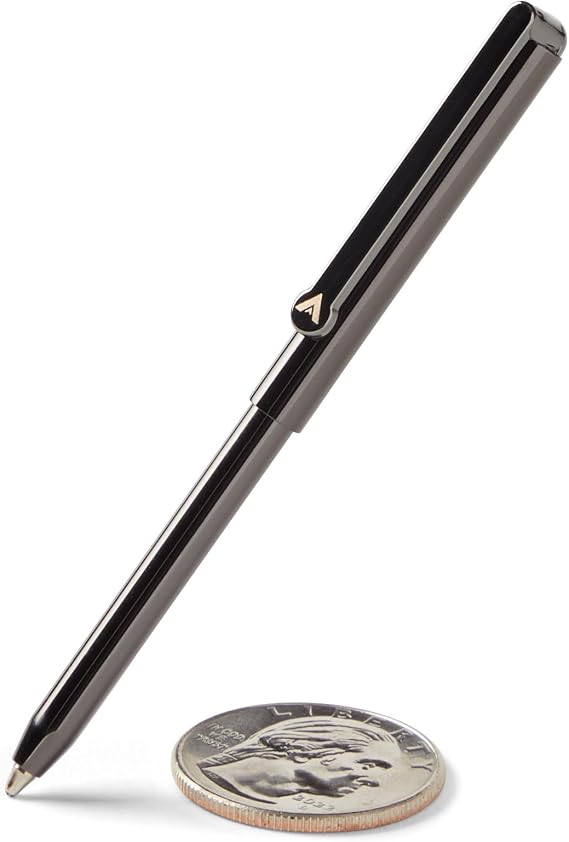 Allett Micro Pen | Slim Wallet Pen, Ballpoint, Stainless Steel & Replaceable Ink Cartridge | Durable & Fits Pocket, Purse, Planner or Passport