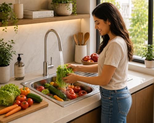 Image of PLANETXERO 45x20 Inch Stainless Steel Kitchen Sink with Drain Board PVC Coupling | Glossy Finish, Single Bowl | Anti-Rust