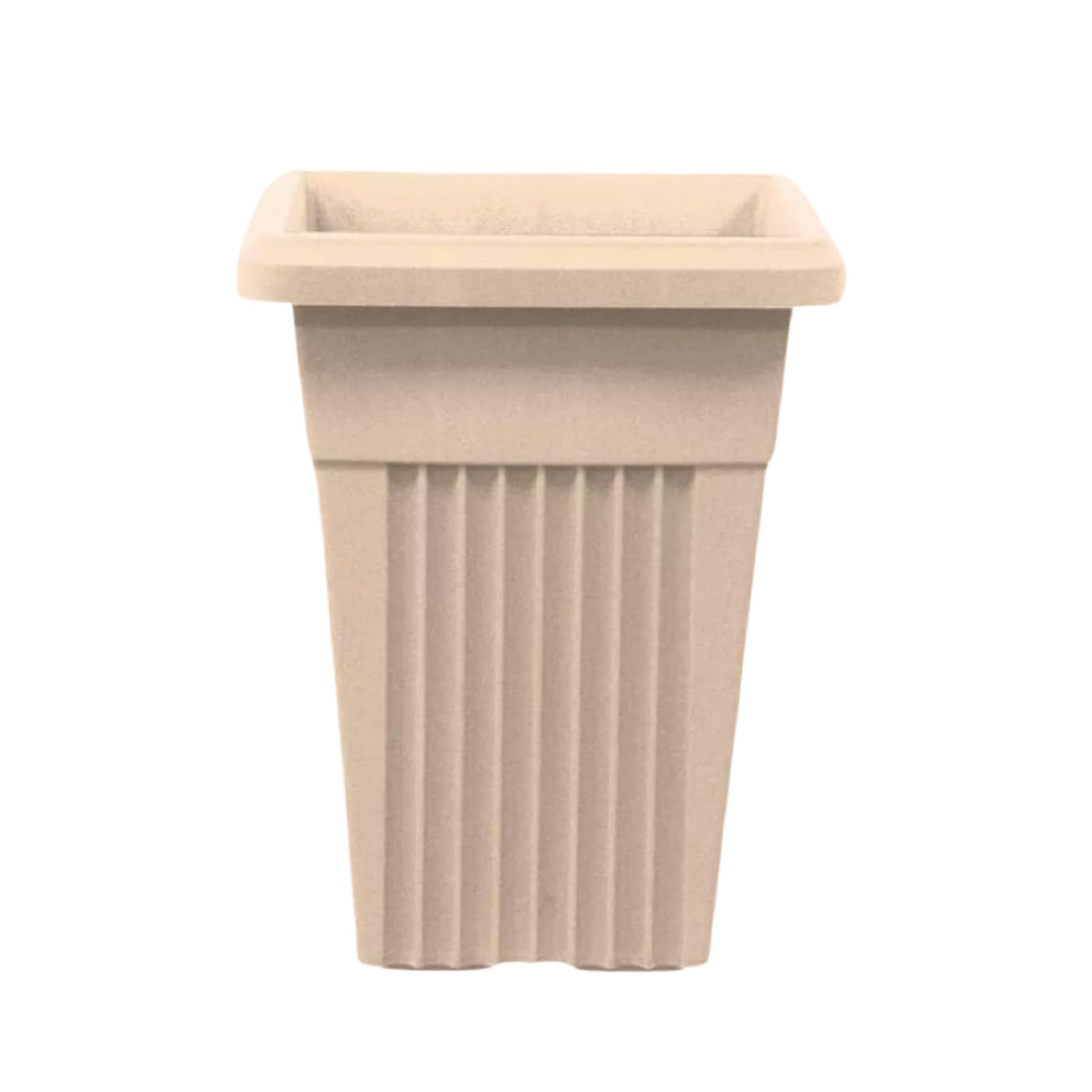 Khanary 40cm Sovereign Pillar Upright Tall Planters –Modern Square Flower Pot Garden, Patio, Front Door, decks, doorways, balconies, or offices (40cm Planter-Taupe, 1x 40cm Planter)