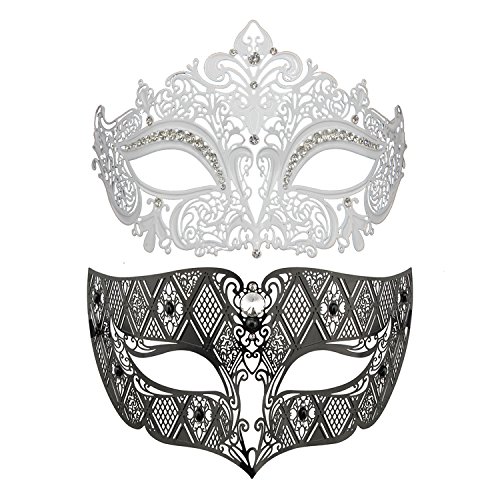 Image of Coddsmz Couples Venetian Masquerade Mask Set Luxury Style Princess Party Mask for Couples Women and Men Mardi Gras Masks