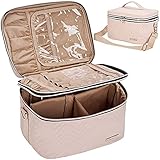 BELALIFE Double Layer Makeup Bag for Travel, Portable Cosmetic Organizer for Brushes Sets, Large...