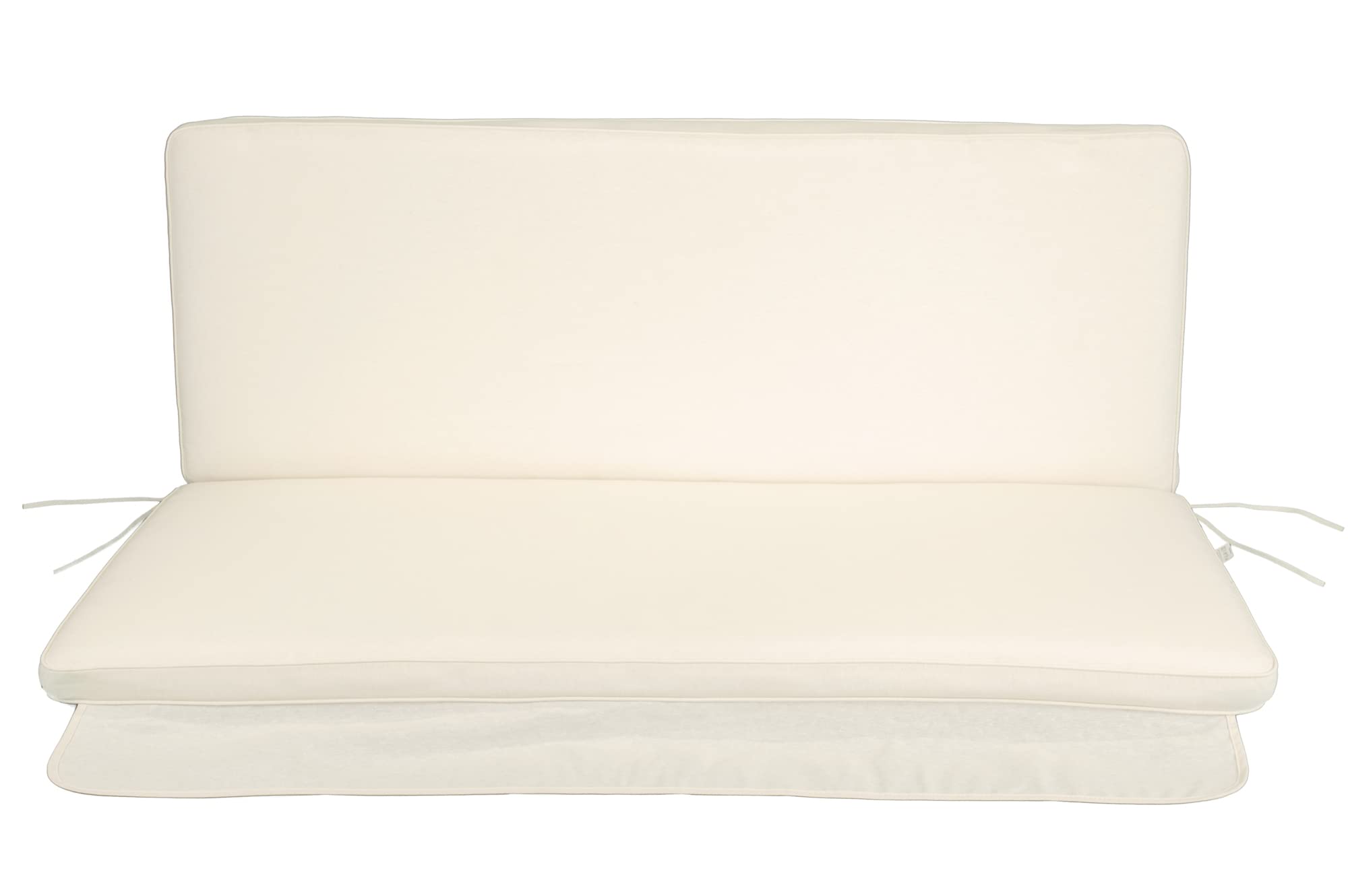 GHIOCUSCINI | Cuscino da Esterno per Dondolo da Giardino, Colore Ecru con Tettuccio, Tessuto Cotone/Poliestere, Sfoderabile, 135 cm, Spessore 6 cm, Made in Italy