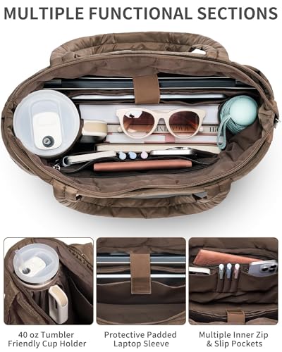 Bagstellar Puffer Tote with Tumbler Pockets