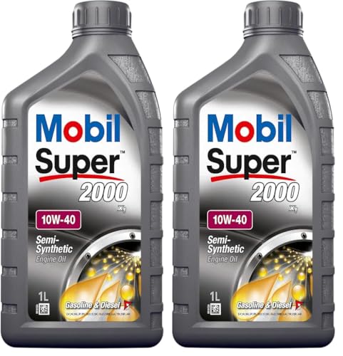 Huile Mobil 10W40 Super 2000 1L lot de 2 pour la longévité mécanique