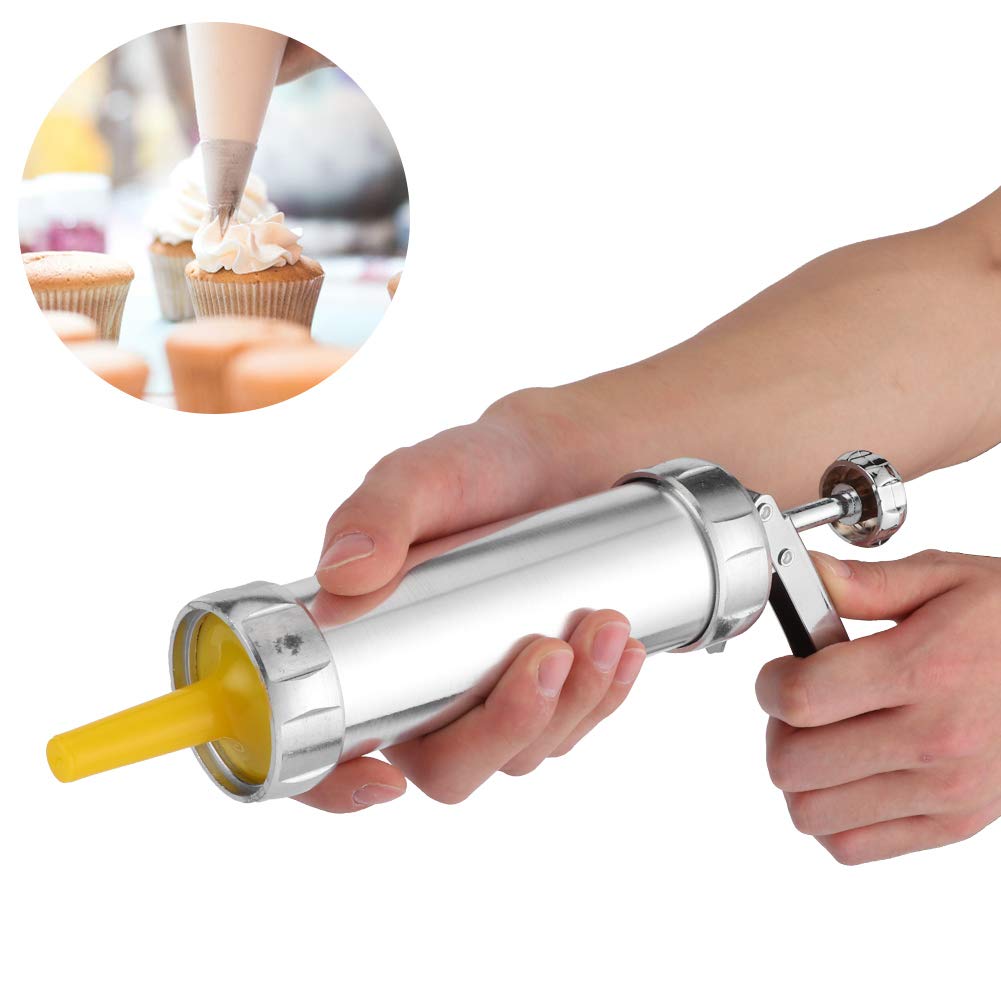 Cookies Press Maker Kit, Easy Use Biscuits Maker Machine with 20 tray and 4 Nozzles Silver Ideal for Home Baking