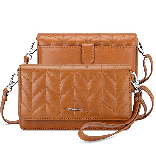 Image of nuoku Women Small Crossbody Bag Cellphone Purse Wallet with RFID Card Slots 2 Straps Wristlet