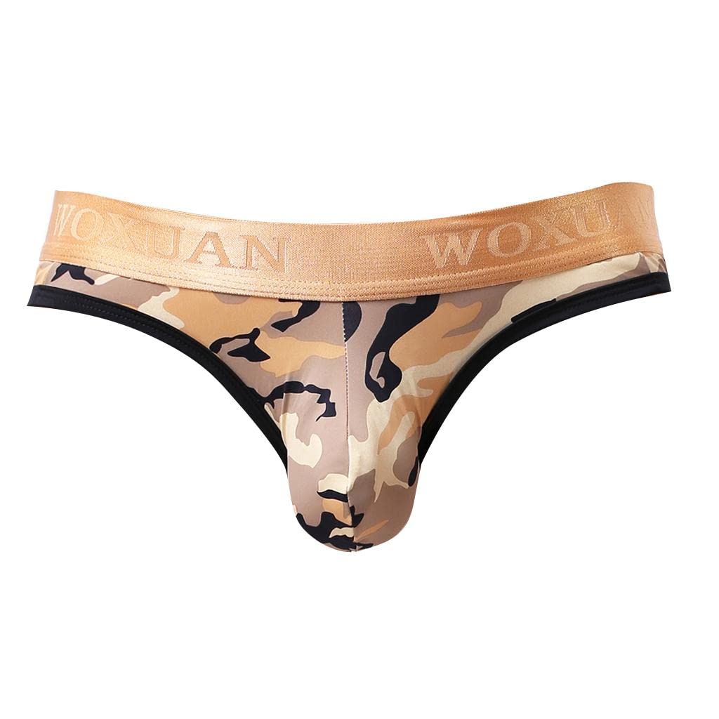 Men Camo Thong G String Pouch Tanga Camouflage Underwear Brief Yellow M Clothing Shoes & Accessories | Mens Clothing | Underwear-image-4