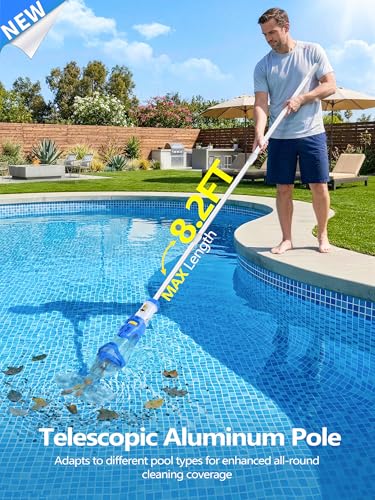 Image of LanOcean Cordless Pool Vacuum for Inground Pool, Flow Adjustable, Transparent Brush Head-Visible Cleaning, 1140GPH Powerful Suction Handheld Pool Vacuum for Above Ground Pool, 70Mins Runtime-Blue