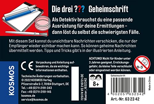 Die drei ??? Geheimschrift von KOSMOS, Detektiv Gadget, Detektiv-Spielzeug, Agenten-Ausrüstung für Kinder ab 8 Jahre, Die drei Fragezeichen Spielzeug, Detektiv Ausrüstung, Detektivset
