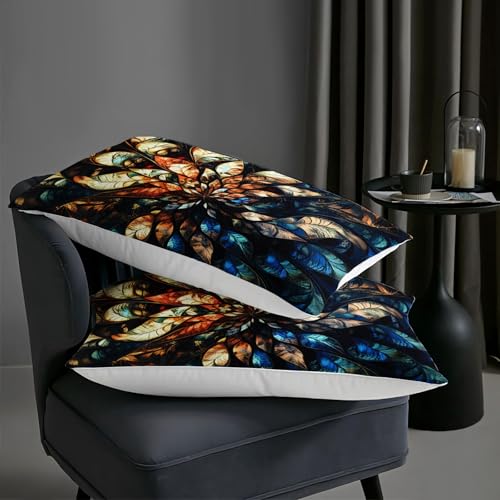 Image of AILONEN Luxury Floral Bedding Set Full Size for Girls Women,Blue and Gold Mandala Comforter with 2 Pillowcases,3-Piece Abstract Art Quilt Set for Bedroom Decor
