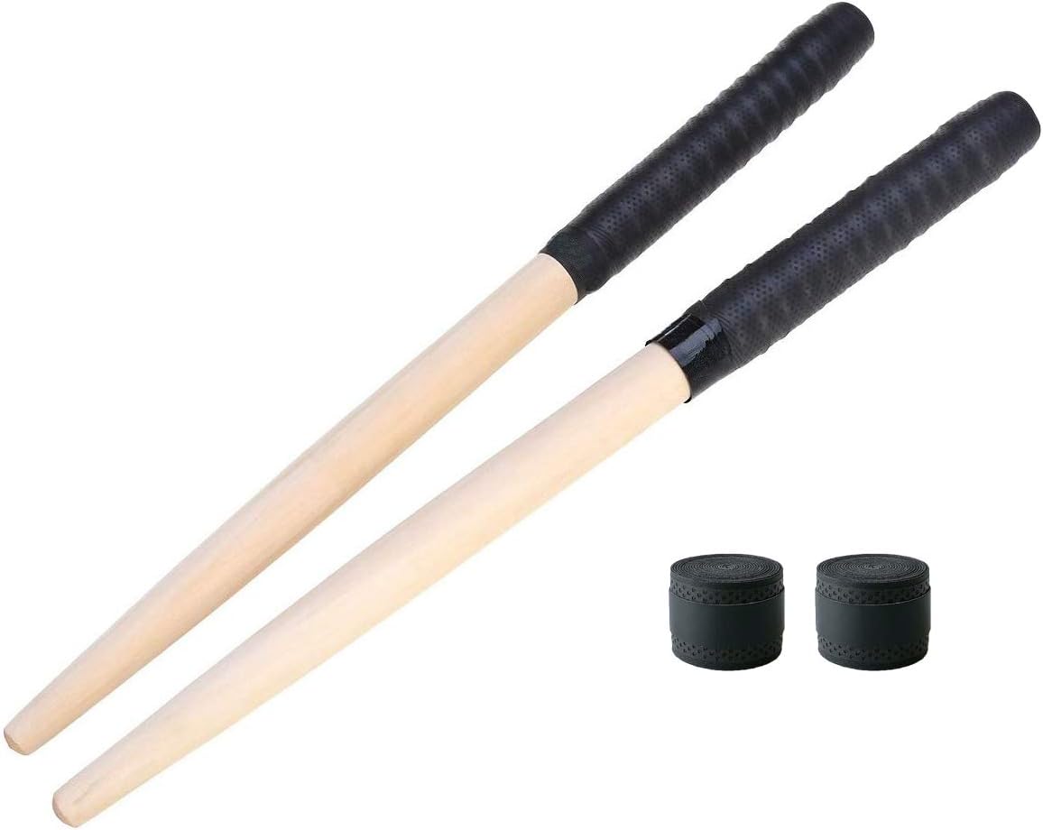 1 Pair Maibachi Taiko Drum Sticks Wood Drumsticks Taiko no Tatsujin Musical Instrument Accessories with Sweatband Grip Handle and 2 Replacement Grips(Black,350/20mm)