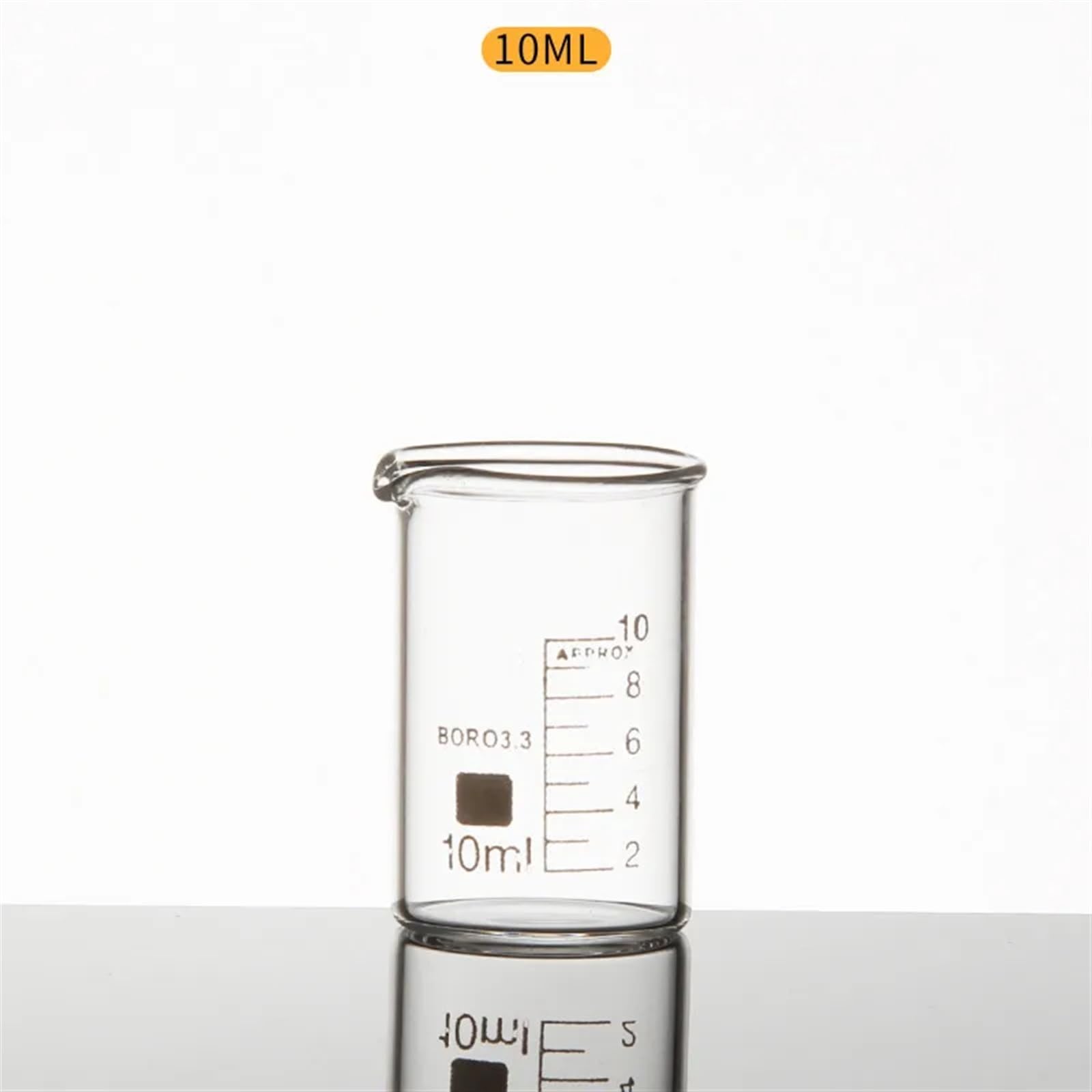 Vaso de precipitados de Vidrio para Laboratorio, Espesado, Resistente a Altas temperaturas, 5 ml, 10 ml, 25 ml, 50 ml y 100 ml (5)
