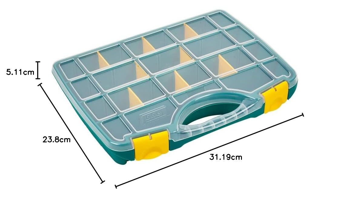 Tayg 022005 Etui mit beweglichen Trennwänden Nr Sortimentskasten 22-26/312 x 238 x 51 mm/bis zu 26 Fächer/grün-transparent – Ansicht 4