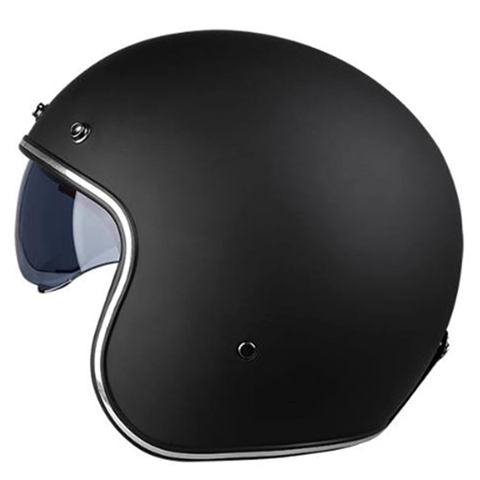 Casco Moto Jet Aperto Vintage - ABS, Taglia Unica 55-62 Cm, Opaco Nero, Certificato ECE