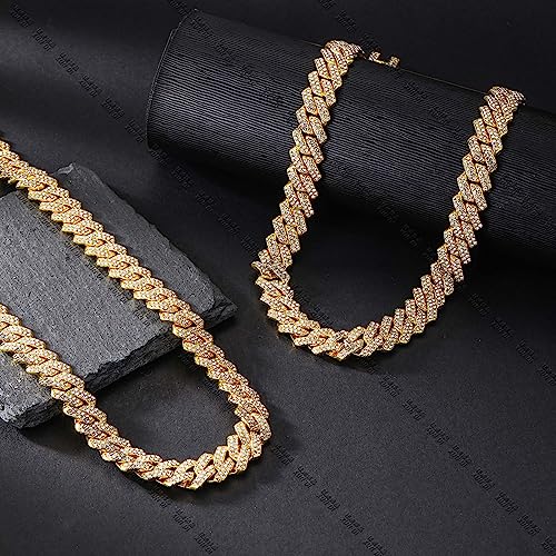 Miami Necklaces Cuban Pedant Necklace, Iced Out Bling Diamond Jewelry Silver/Gold Hip Hop Cuban Link Chains for Men Women4